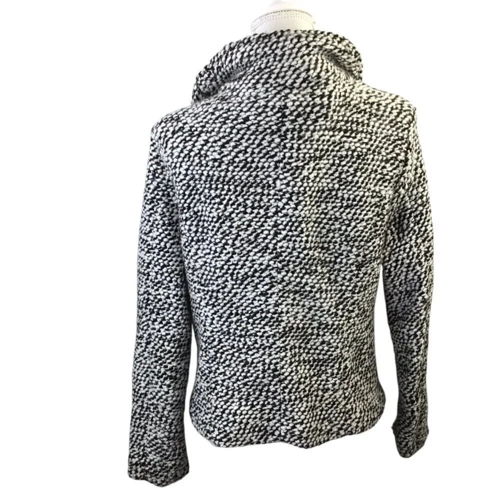 Blank NYC Asymmetrical Zip Marled Boucle Nubby Wool Blend Jacket Size Large